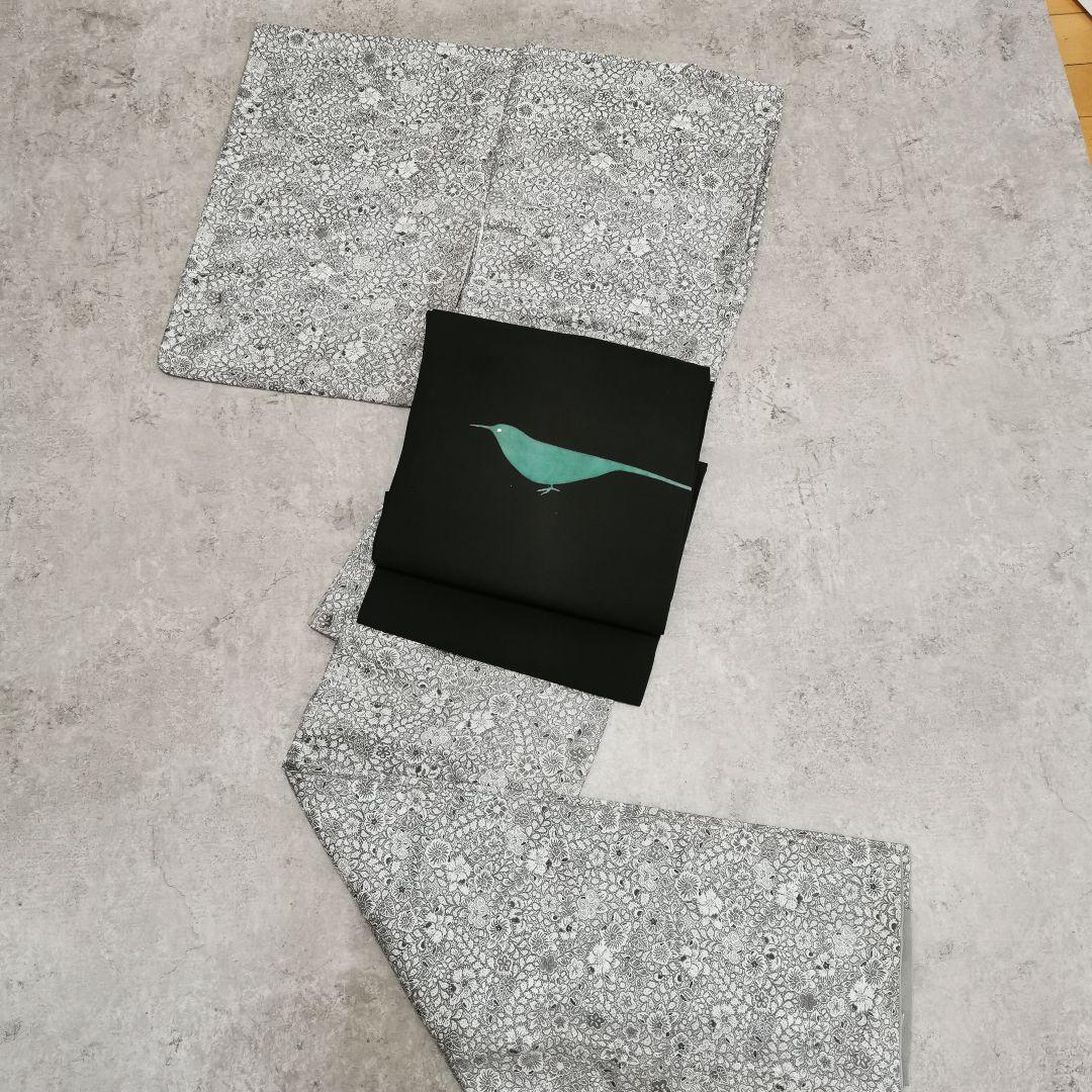 【名古屋帯】シンプルモダン 梅にうぐいす 塩瀬 九寸名古屋帯