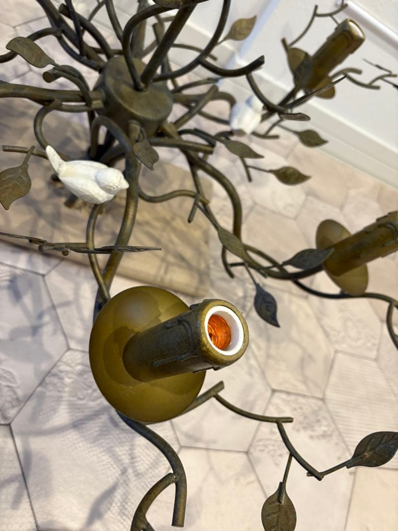 ORRB-オーブ ブロンズ製植物モチーフ6灯シャンデリア