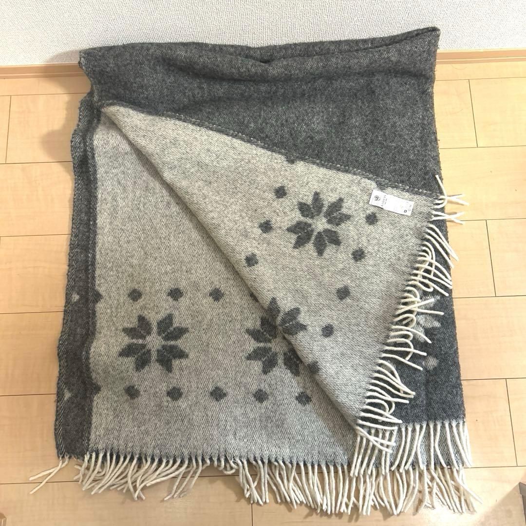 【美品】KLIPPAN クリッパン ウールブランケット　グレー