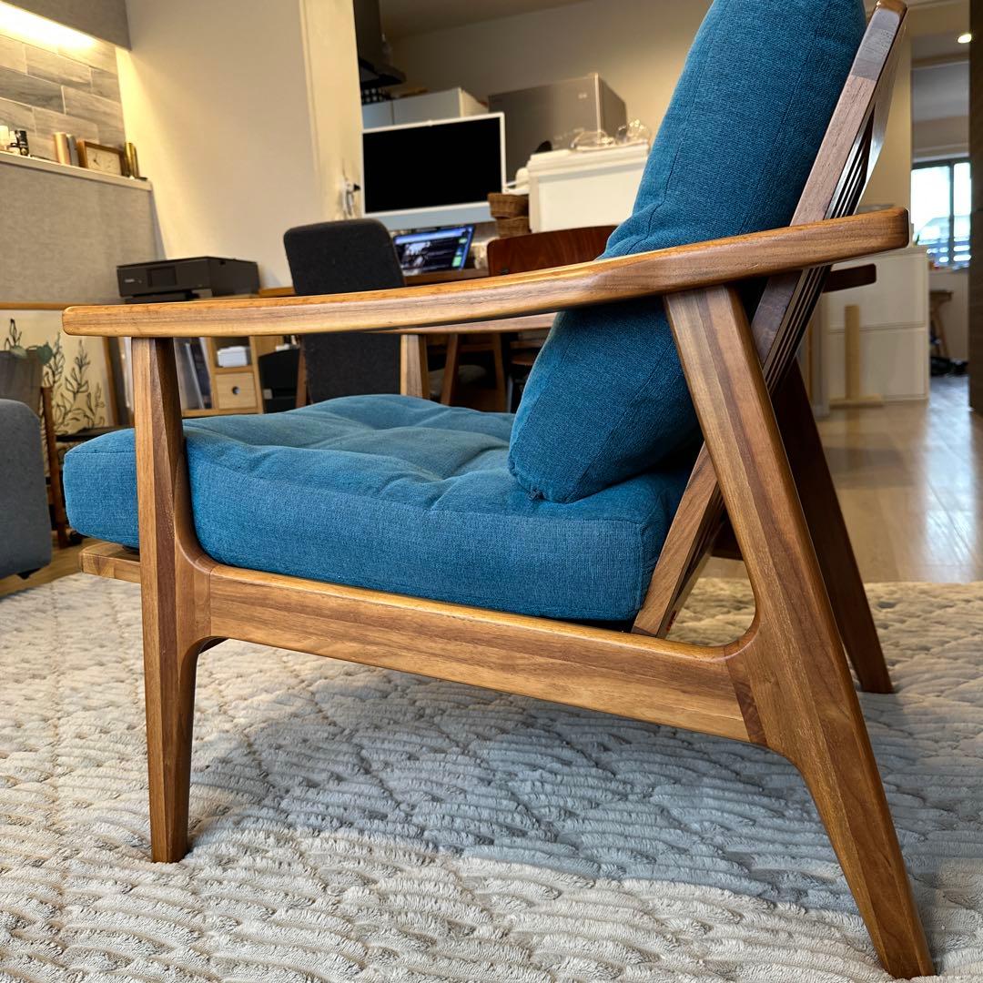 【マルニ60】ウォールナット&ブルー　1人掛けソファ