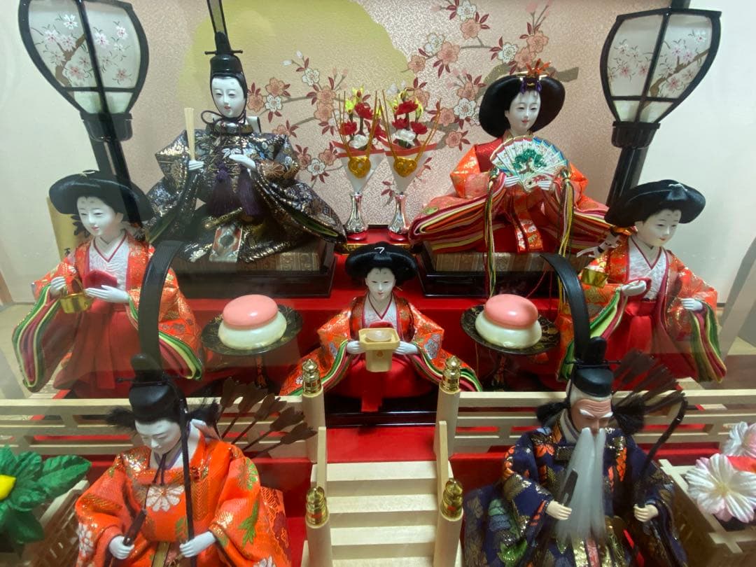 雛人形セット ケース入り 玉媛作 八女人形 ひな人形 照明付き オルゴール 美品