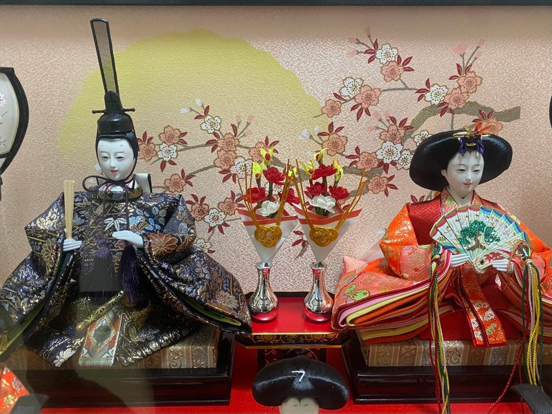 雛人形セット ケース入り 玉媛作 八女人形 ひな人形 照明付き オルゴール 美品