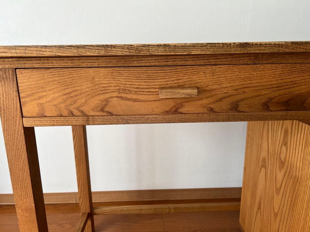 【ひでじ工房】ワークデスク 無垢勉強机PC台チェスト付【昭和レトロ】