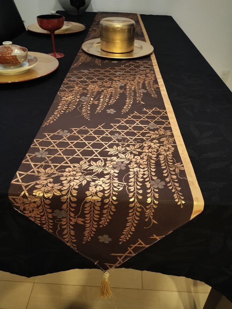 meru　A923★逸品‼️ ひな祭り‼️正絹テーブルランナー2m12cm