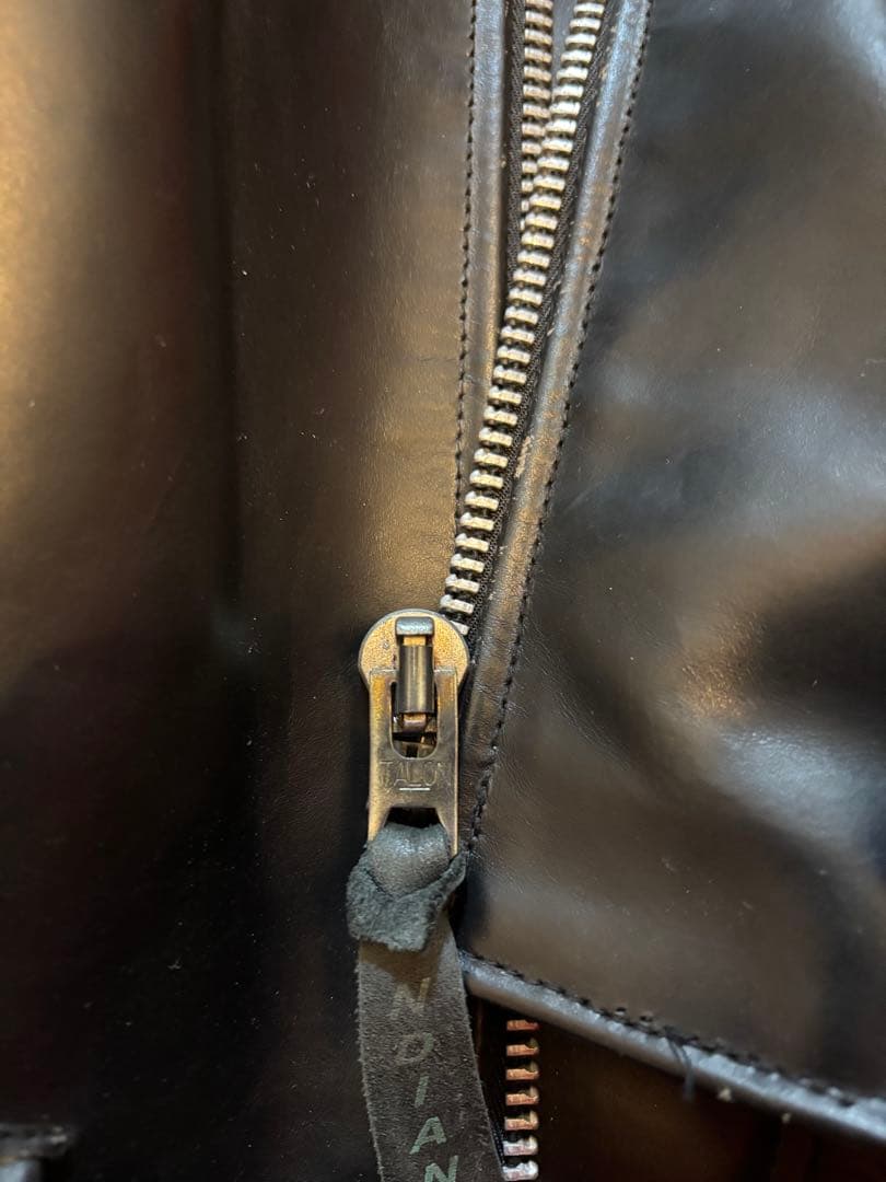 Indian ブラックレザーシングルライダースジャケット 40