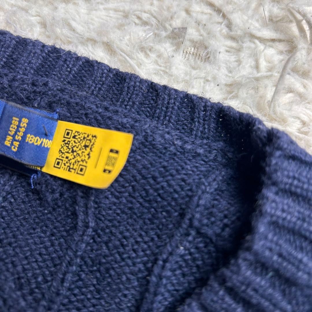 【近年モデル】 ラルフローレン ケーブル 刺繍 ニット セーター ネイビー