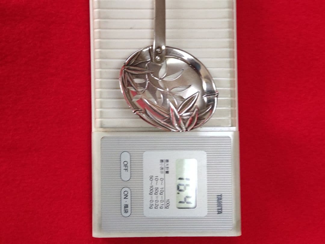 銀製笹模様お取りしゃもじ二点/銀製楊枝