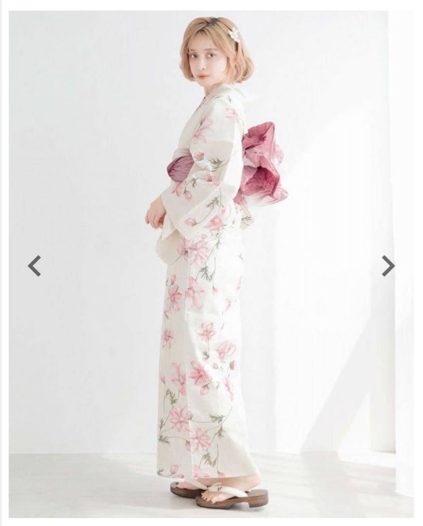 花柄浴衣・帯セット・着付けbook・下駄