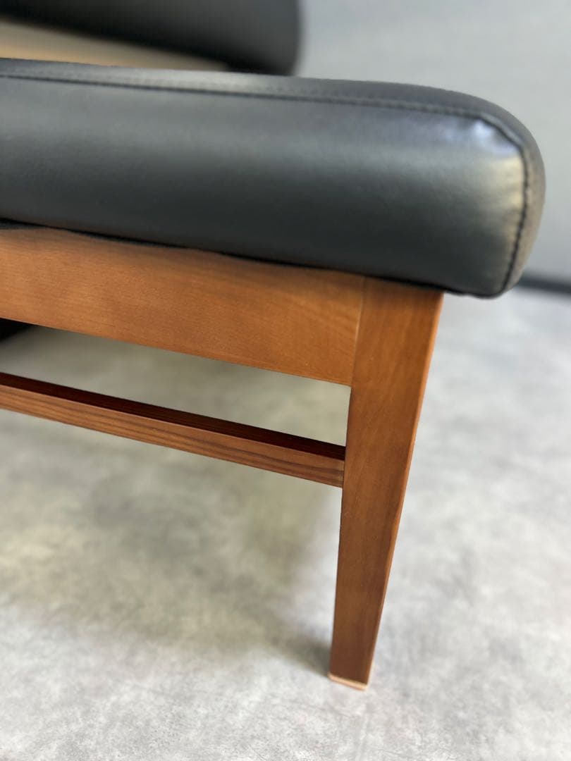 ソファー　カウチソファー黒 合成皮革ソファ125cm直接引き取りダイニングソファ