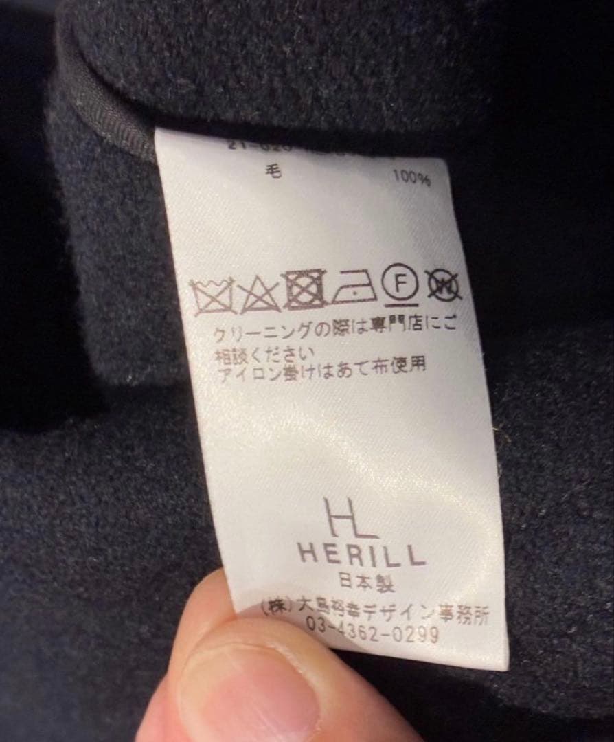 【超希少】HERILL ヘリル ブラックシープダッフルコート　ネイビー　サイズ0