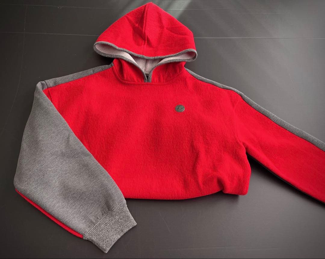 ランバンスポール　フード付きニット　レッド