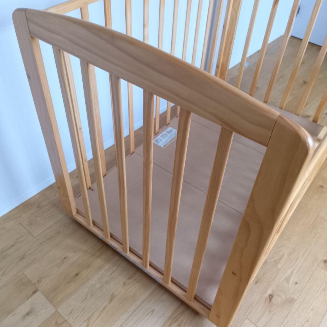 【美品】KATOJI ベビーベッド レギュラーサイズ 木製 キャスター付き