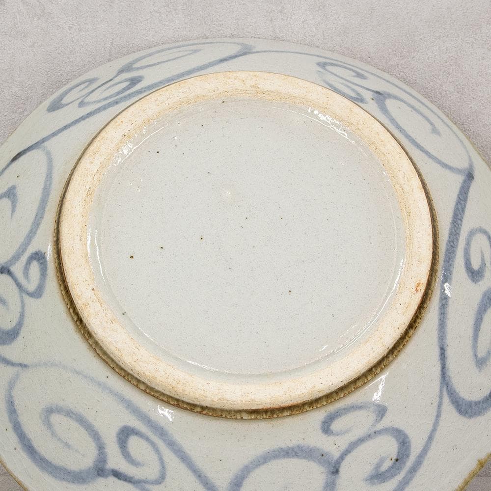 河井久 飾り皿大皿「唐草紋鉢」直径37.5cm 共箱 河井寛次郎・河井武一に師事