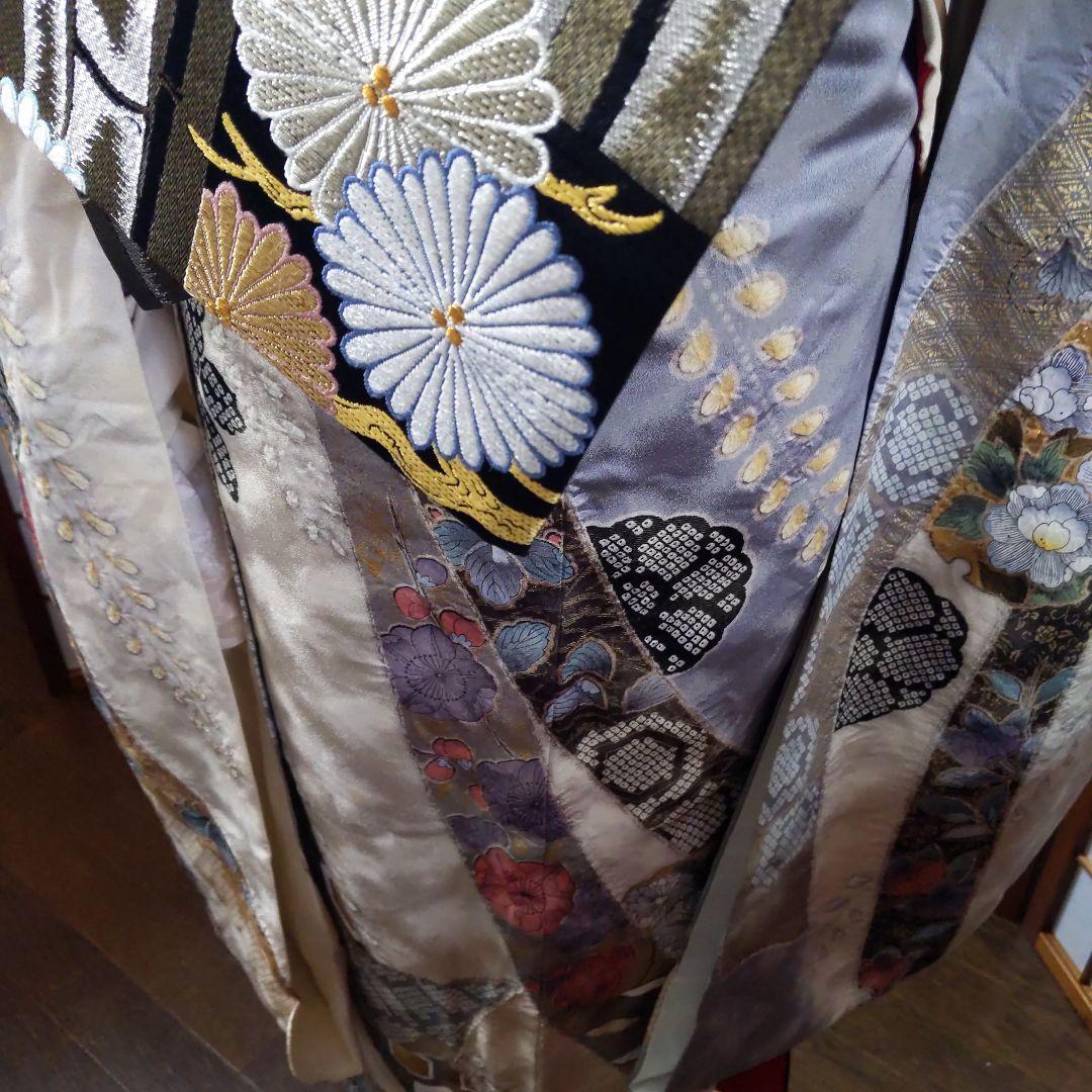 441やまと　金通し　絞り　クリーム灰正絹振袖6点フルセット成人式卒業式謝恩会