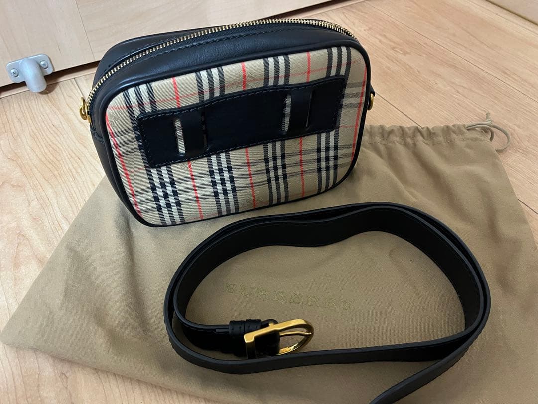 バーバリー BURBERRY ウエストバッグ ベルトポーチ ブラックマルチカラー