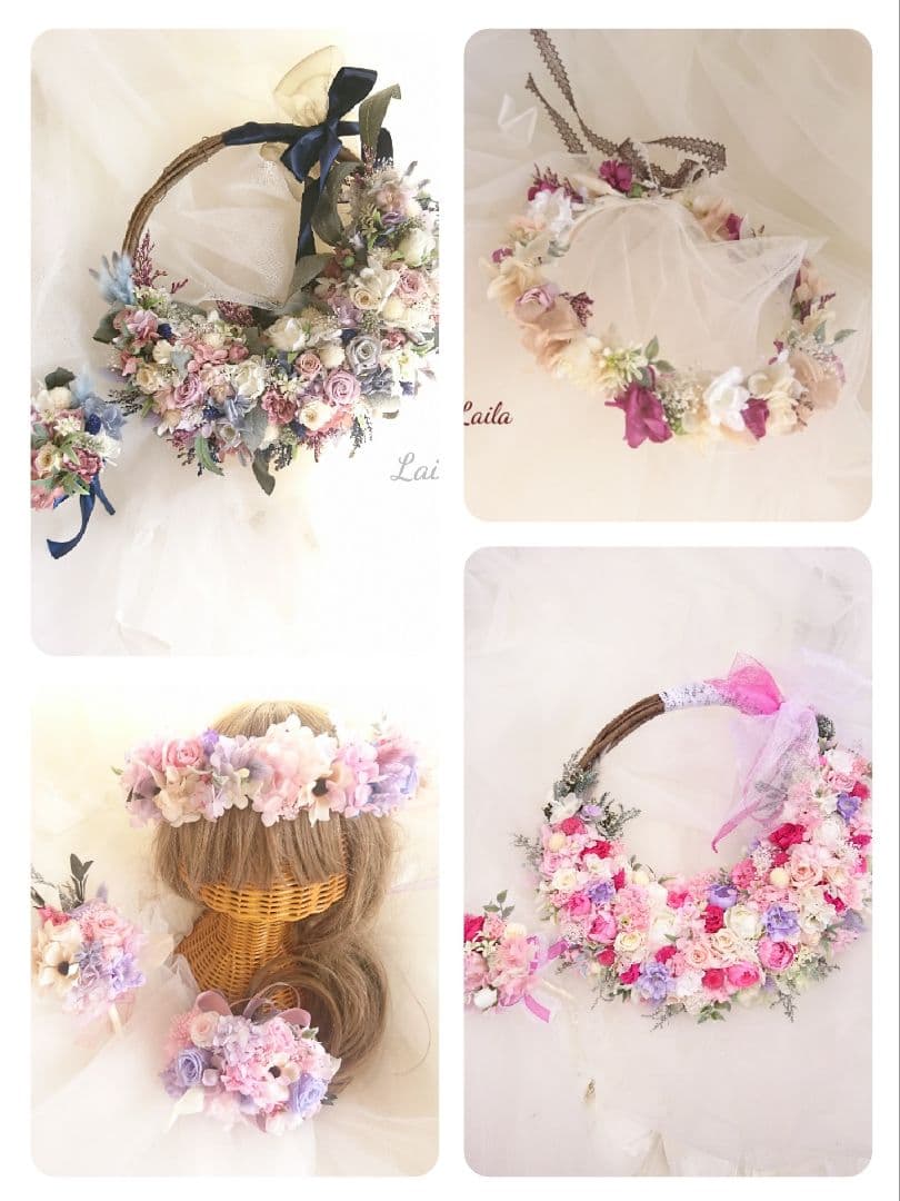 ウェディングブーケオーダー承りますリースブーケブートニア花冠リストブーケ結婚式