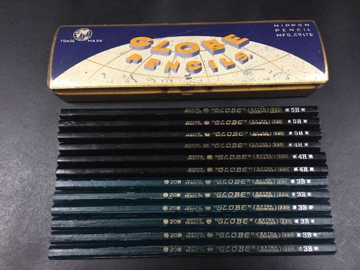 レトロ鉛筆、昭和レトロ鉛筆、古い鉛筆、廃盤鉛筆、GLOBE鉛筆、アンティーク
