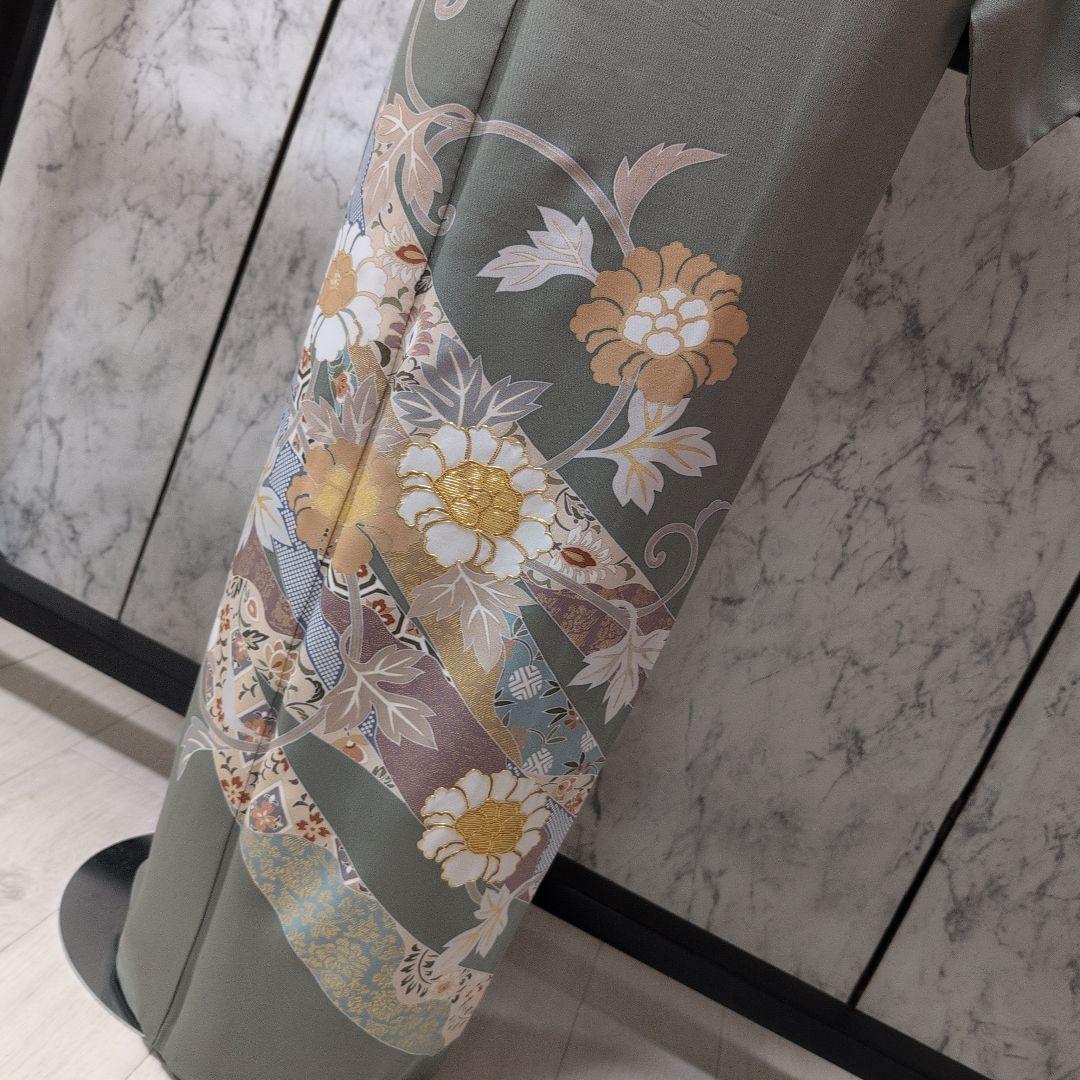 みっちょる様正絹色留袖　金駒金箔　落款　一つ紋