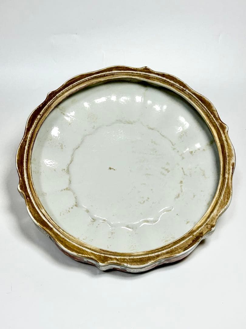 華榮堂 清朝末期 稀少品 広彩色絵 石榴摘蓋付大鉢 伊万里写 中国磁器