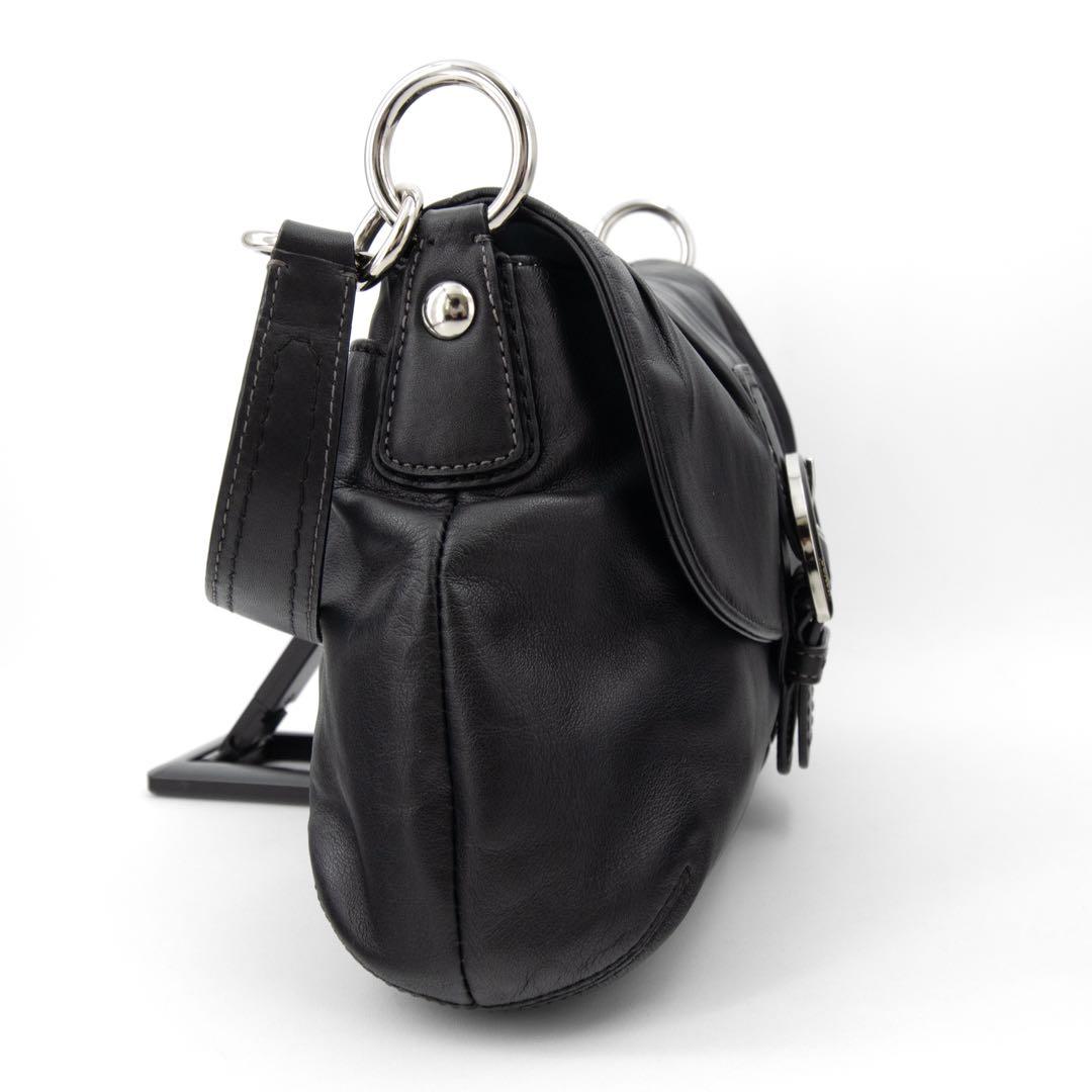 A096【COACH／コーチ】ソーホー　ワンショルダーバッグ　レザー　ブラック