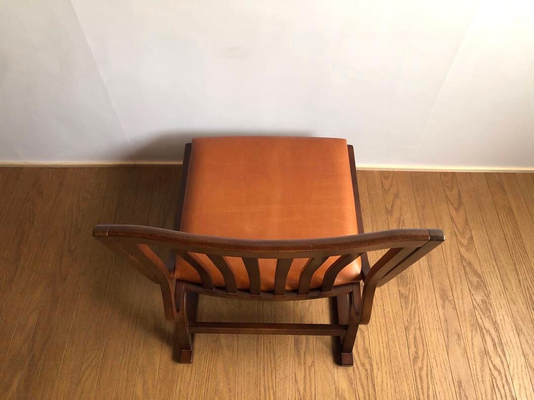 秋田木工社製 低座椅子 革張り ジャパニーズモダン ヴィンテージ 和家具 古民家