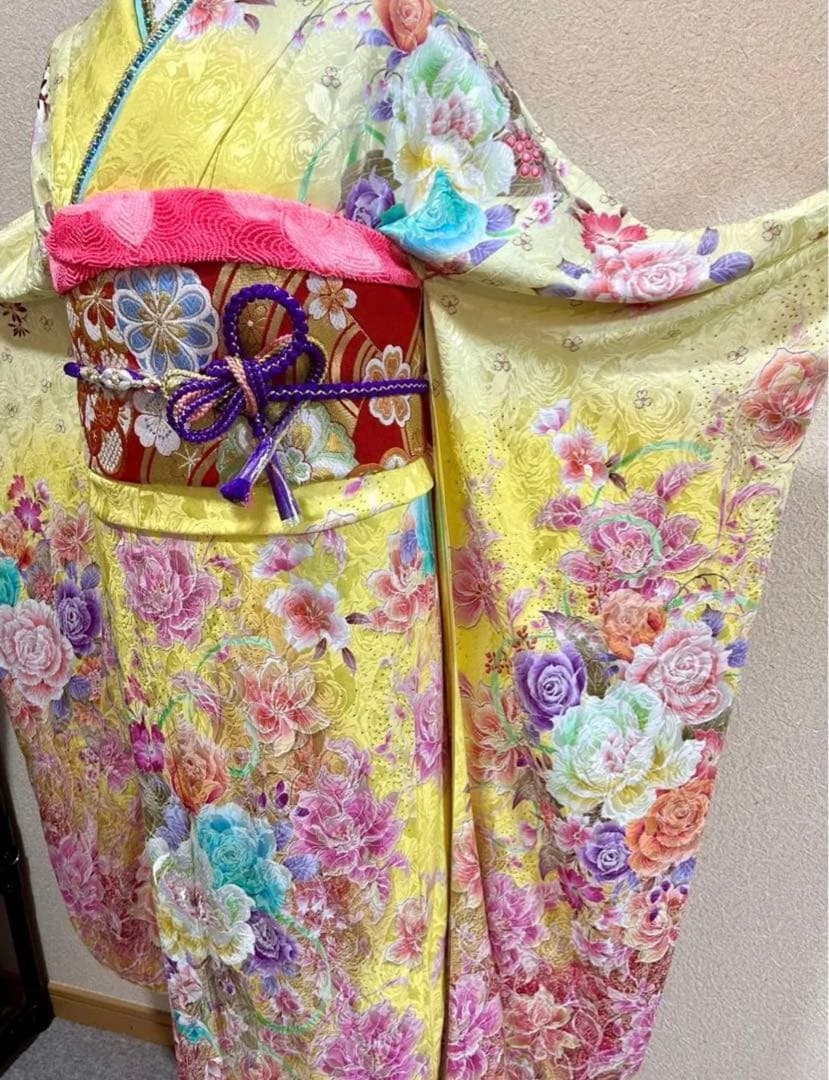 久*憧様 振袖 正絹 黄色