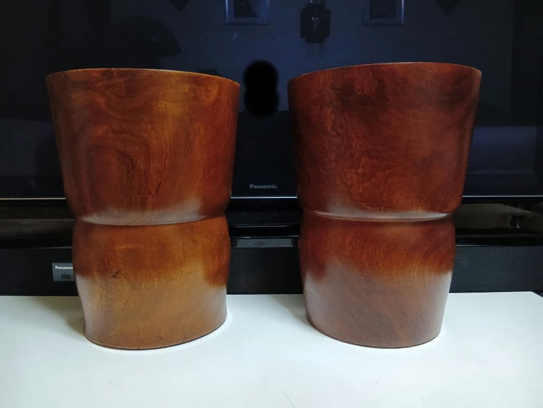 希少　桜屋工業　チーク　無垢材　くり貫き　スツール　男女　２脚