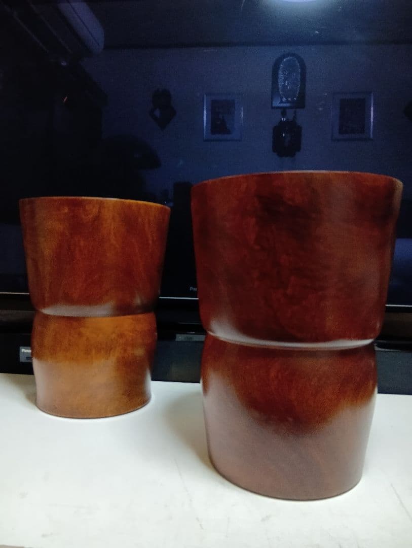 希少　桜屋工業　チーク　無垢材　くり貫き　スツール　男女　２脚