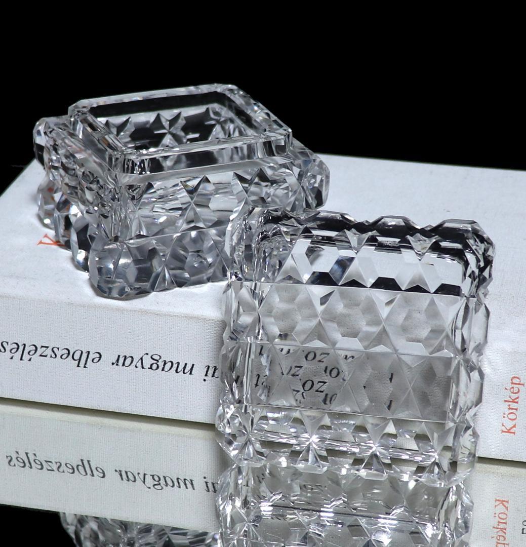 オールド・バカラ 珍品 スクエア型切子蓋物 ダイヤモンドカットディアマン小物入れ