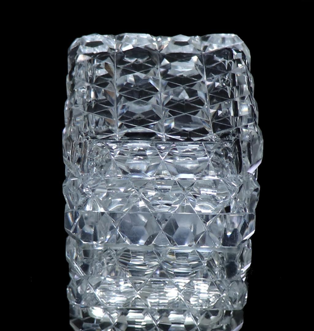 オールド・バカラ 珍品 スクエア型切子蓋物 ダイヤモンドカットディアマン小物入れ