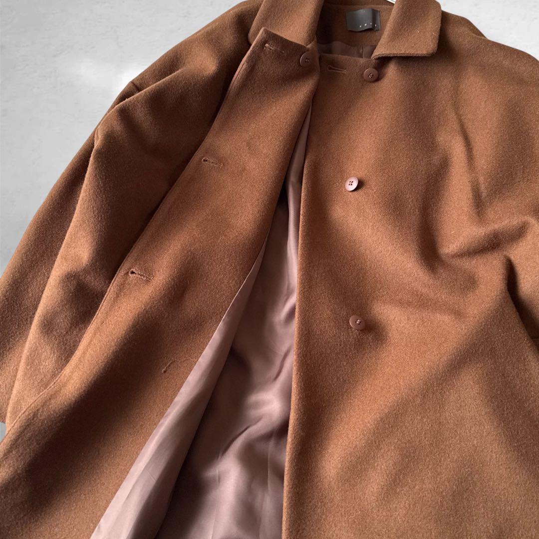 【未使用級】オローネ 6つボタンのバルーンコート　ウール　日本製　ブラウン