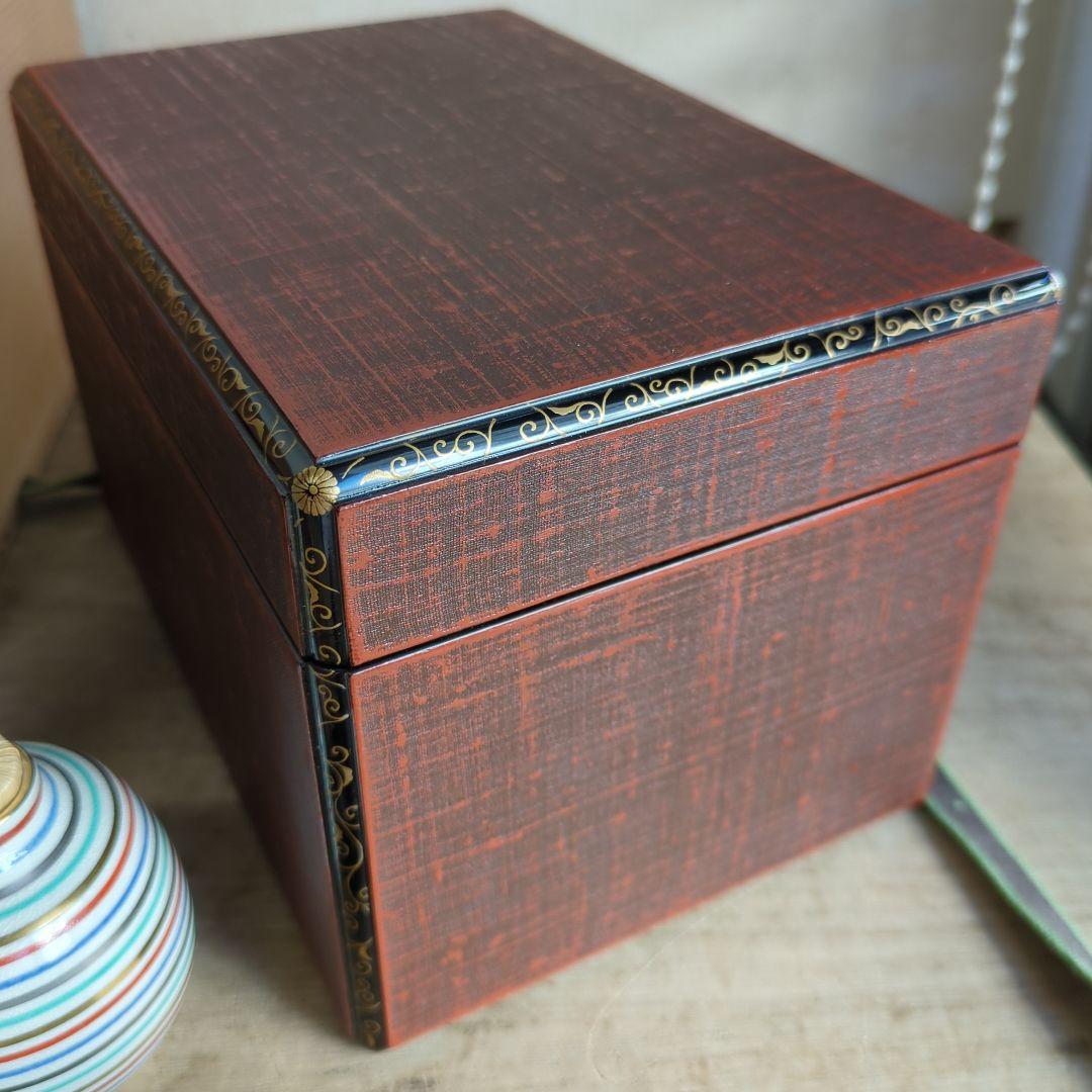 茶箱　布摺漆　唐草蒔絵　 茶箱お茶道具　共箱　セット　美品　木箱入　木製　漆器