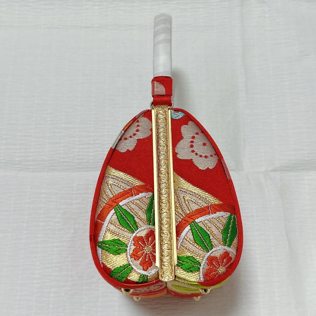 神田胡蝶　和装バッグ　七五三　子ども用　フォーマル　正絹帯地　金糸　赤系　未使用