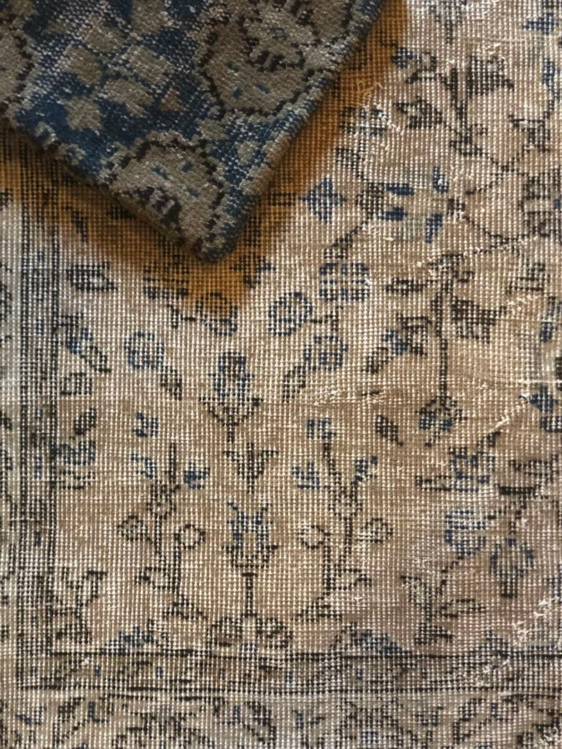 ヴィンテージラグ　くすみアプリコット　トルコ　ボタニカルフローラル　ウォッシュ