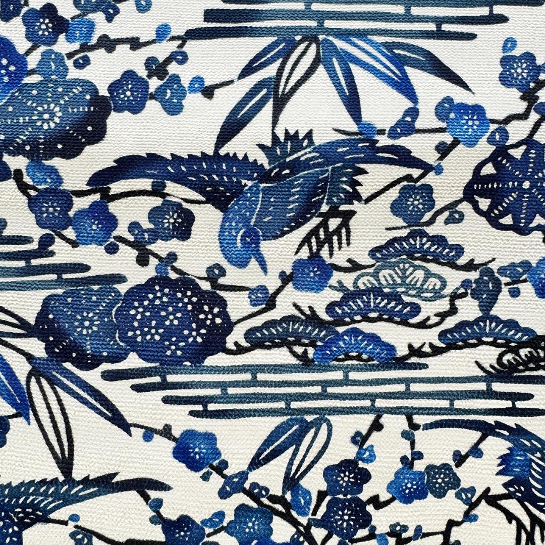 美品 長尺 ■ 本場琉球びんがた 藍型 えーがた 全通 袋帯 紅型