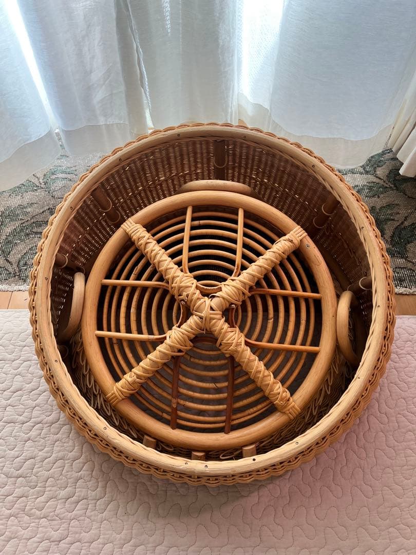 ラタンチェア　座椅子　籐椅子　レトロ　アンティーク