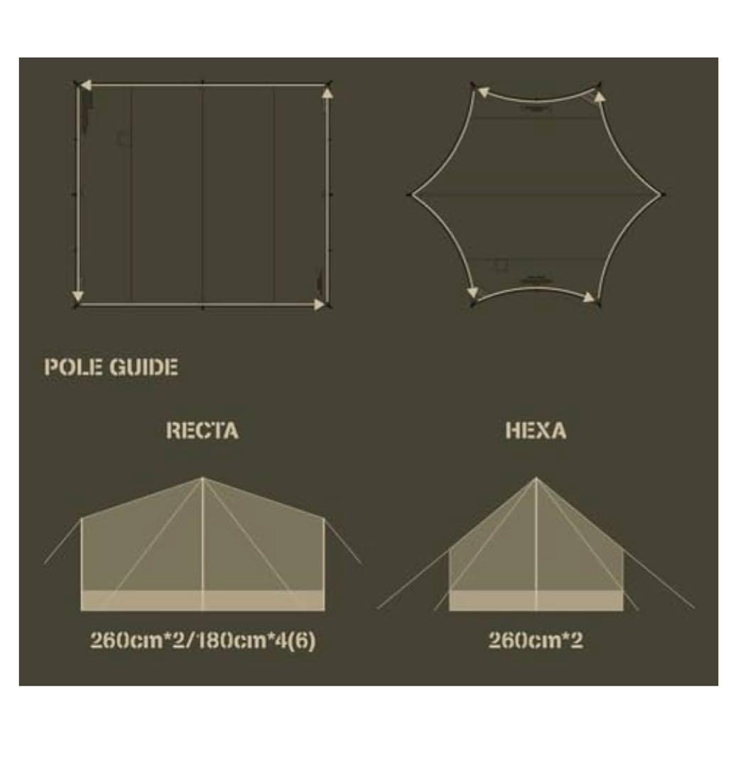 六角形 防水タープ [ブラックゴムコーティング] 5.1×4.45m
