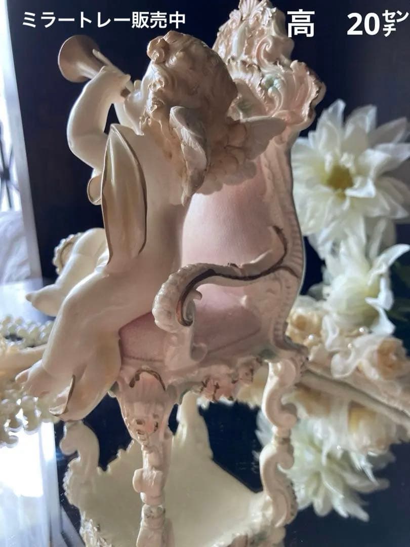 『イタリア製』ロココ椅子とラッパの天使イタリアンエンジェル艶と薔薇の装飾美しい