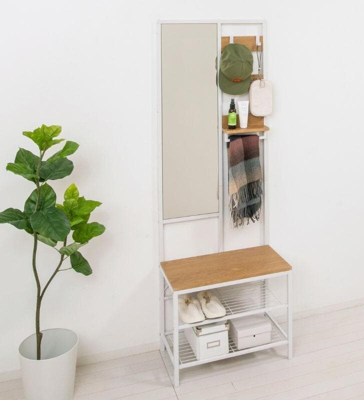 多機能　ハンガーラック　ミラー付　ハンガー　小物ラック