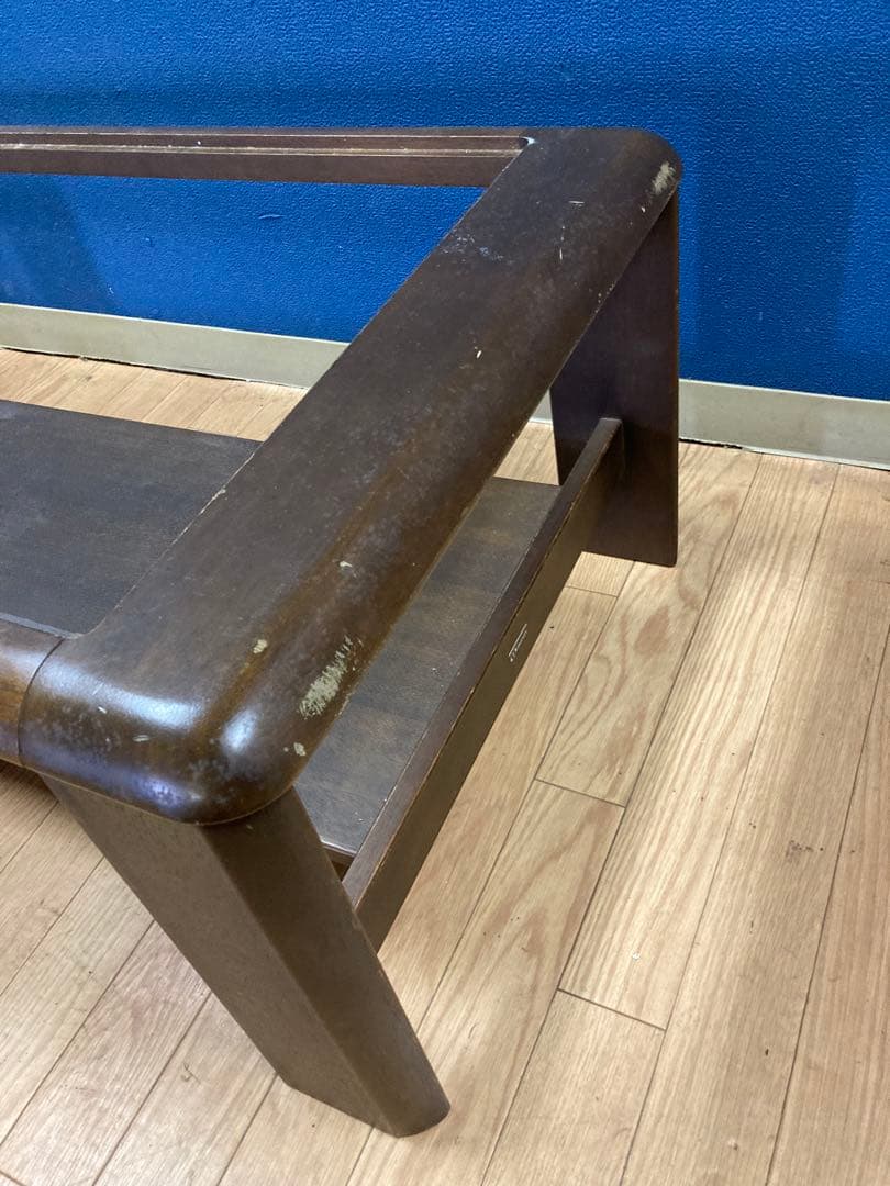 マルニ　ガラステーブル　センターテーブル　アンティーク調　レトロ　木製　茶系