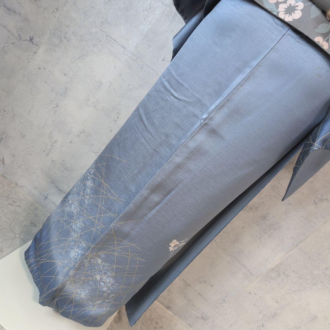 訪問着　フルセット　着物　正絹　汕頭刺繍　金銀　祝い事　花　O9