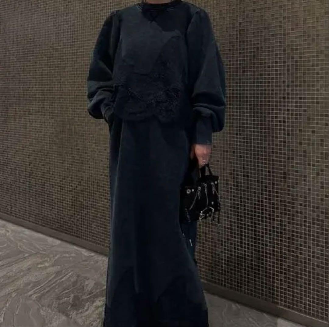 トップス AMERI CHEMICAL OVERDYE LACE SWEAT TOP