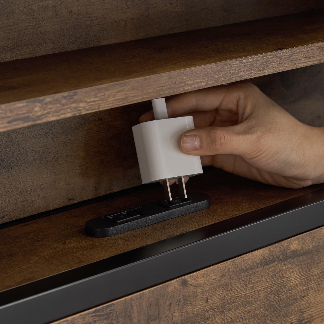 大人気！ SDベッドフレーム・コンセント付きヴィンテージ風　オシャレBROWN