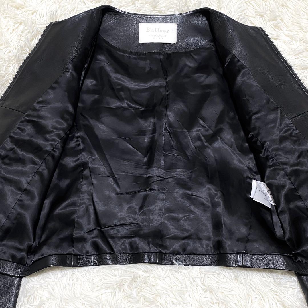 麻里 美品 ボールジィ ノーカラージャケット 羊革