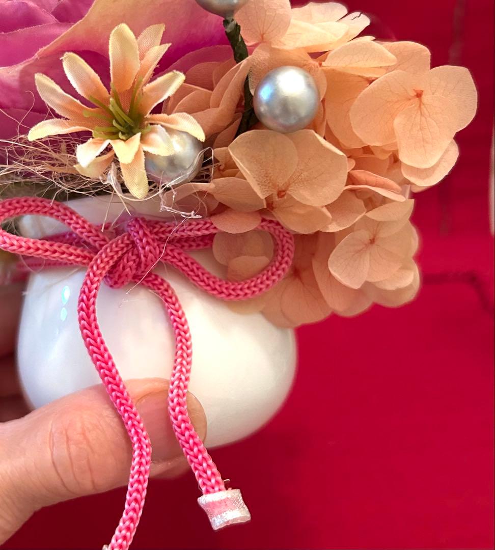 «846»◤完売◢♥️感謝祭♥️フラワーオブジェ*薔薇*紫陽花*小鳥*パープル