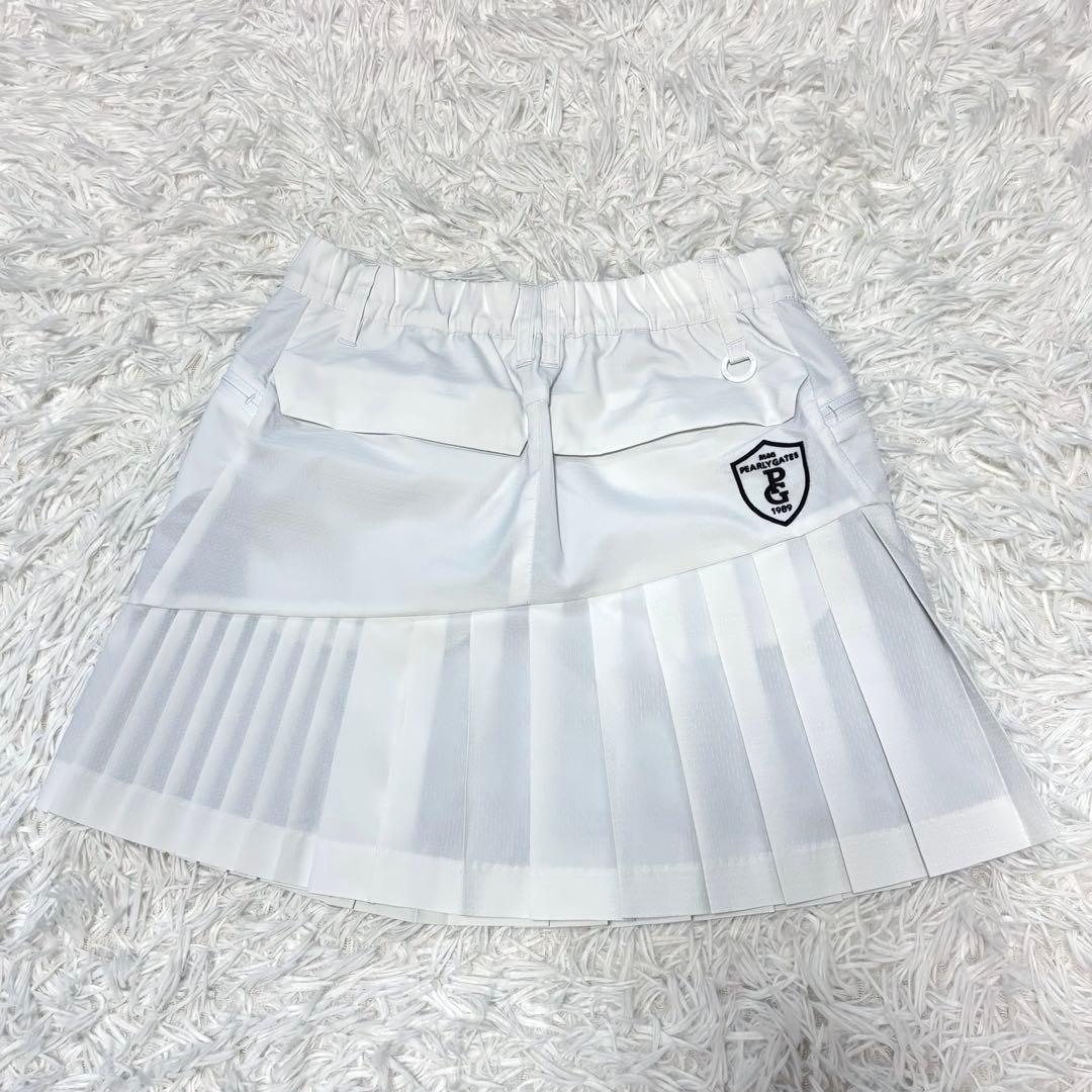 最新作 パーリーゲイツ スカート プリーツ ホワイト 蓄熱 ショート