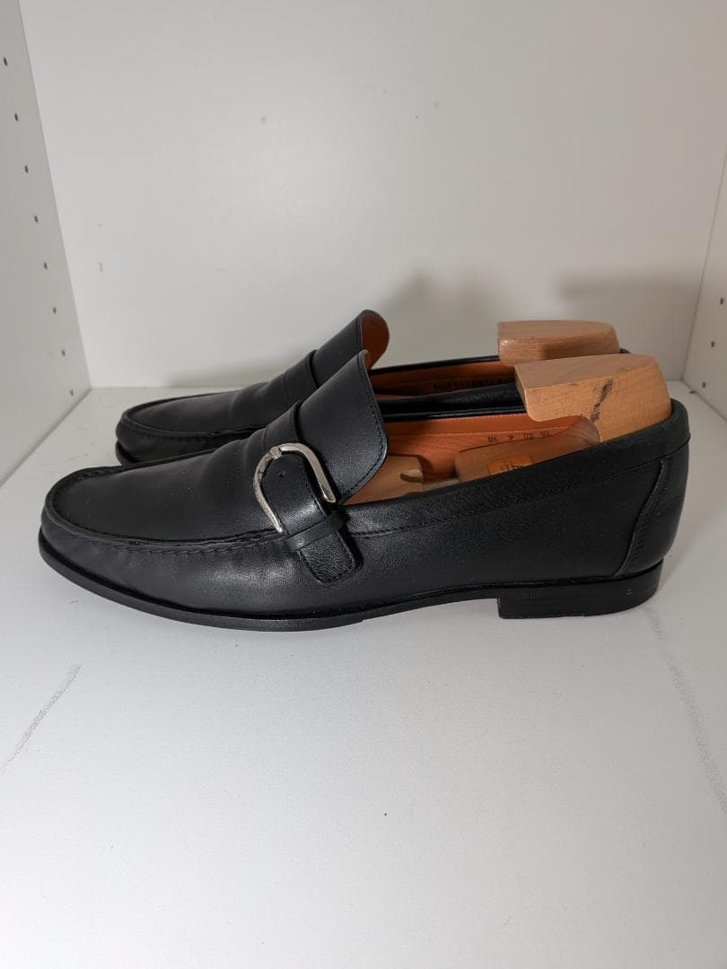 美品 サントーニ ローファー ストラップ 黒 28cm程度 UK9 US10 黒