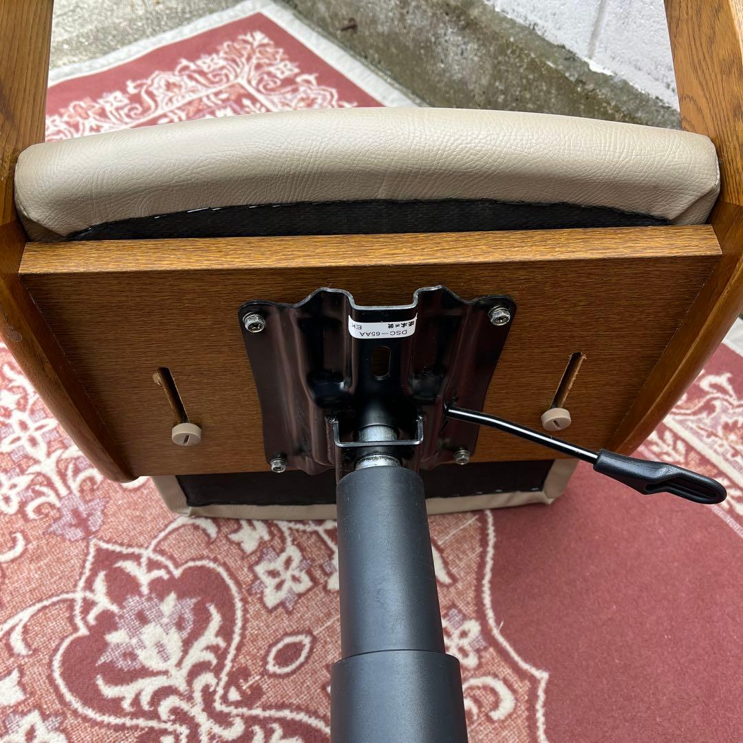 浜本工芸 ◾️木製オーク材フレーム×本革レザー座面 キャスター付き デスクチェア