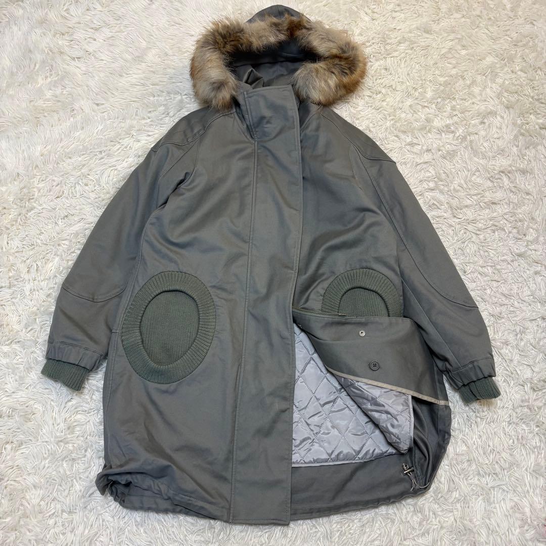 K様ツモリチサト アマモール 中綿ライナー付きモッズコート ファー着脱可 M