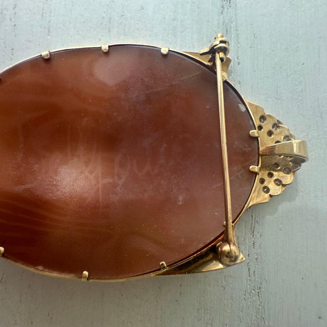 カメオブローチ　18K ダイヤ　刻印あり